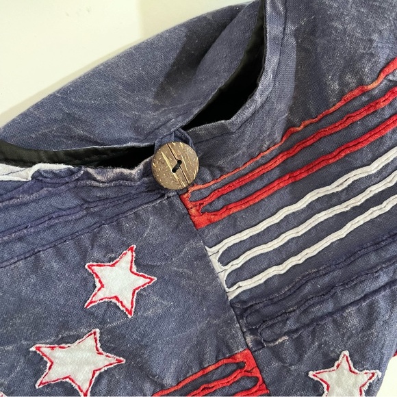 Greater Good Cotton Red White & Blue Hobo Bucket Purse Handbag Patriotic - Picture 5 of 10